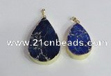 NGP2466 30*40mm - 40*50mm flat teardrop sea sediment jasper pendants