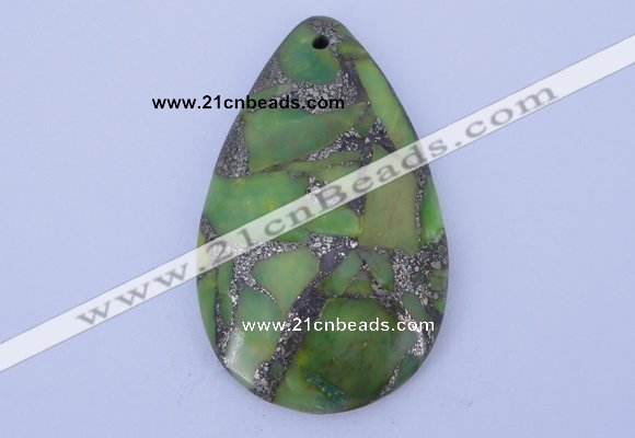 NGP248 30*49mm dyed golden turquoise & pyrite gemstone pendants