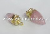 NGP2490 15*30mm - 18*40mm cone rose quartz pendants wholesale