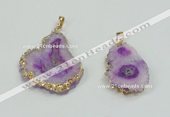 NGP2507 18*25mm - 30*40mm freeform druzy agate pendants