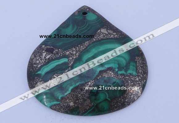 NGP251 43*45mm fashion malachite & pyrite gemstone pendants