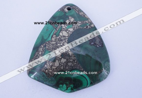 NGP252 40*50mm fashion malachite & pyrite gemstone pendants