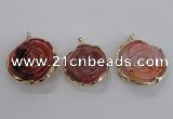 NGP2520 40mm - 45mm carved flower agate gemstone pendants