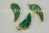 NGP2528 18*40mm - 22*55mm wing-shaped sea sediment jasper pendants