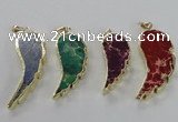 NGP2530 18*40mm - 22*55mm wing-shaped sea sediment jasper pendants