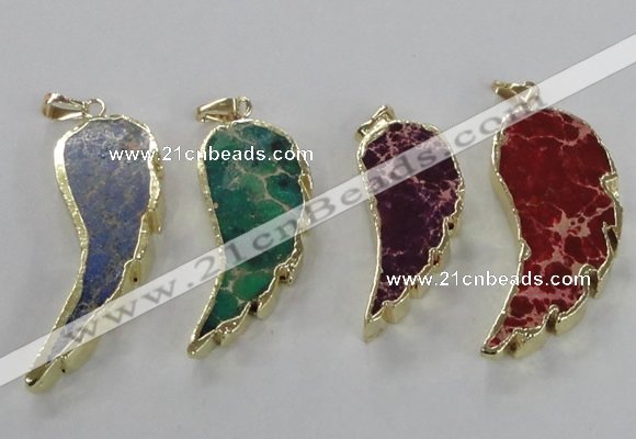 NGP2530 18*40mm - 22*55mm wing-shaped sea sediment jasper pendants