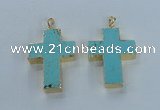 NGP2532 30*40mm - 40*50mm cross turquoise pendants wholesale