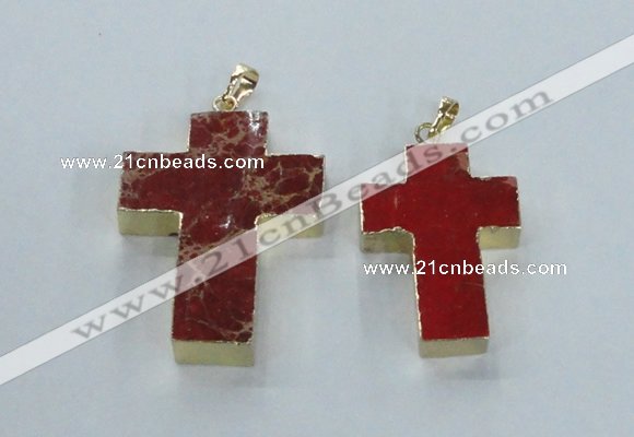 NGP2534 30*40mm - 40*50mm cross sea sediment jasper pendants