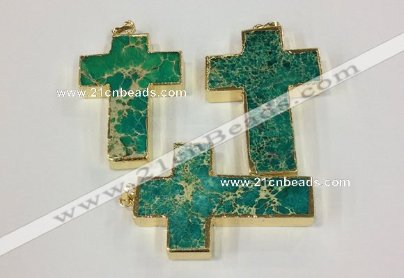 NGP2537 30*45mm - 40*50mm cross sea sediment jasper pendants