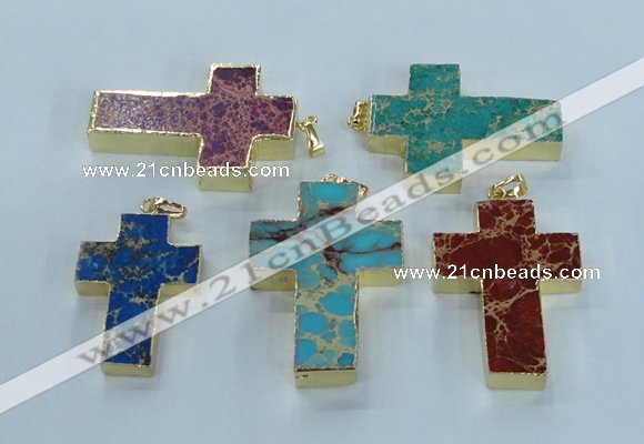 NGP2538 30*40mm - 40*50mm cross sea sediment jasper pendants