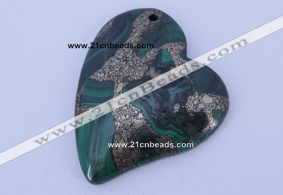 NGP254 41*50mm fashion malachite & pyrite gemstone pendants