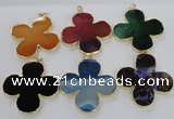 NGP2546 53*53mm - 56*56mm flower agate gemstone pendants