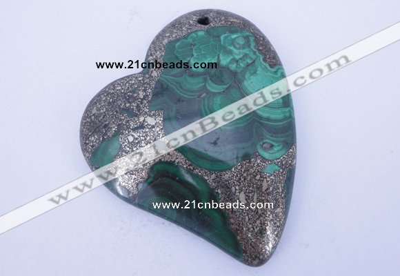 NGP255 41*50mm fashion malachite & pyrite gemstone pendants