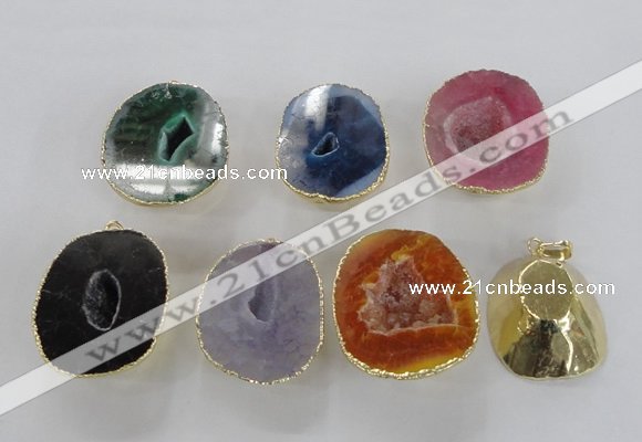 NGP2559 25*35mm - 30*40mm freeform druzy agate gemstone pendants