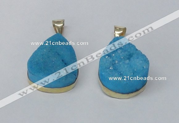 NGP2565 22*30mm teardrop druzy agate gemstone pendants