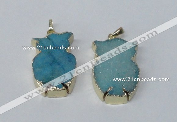 NGP2570 25*40mm cat druzy agate gemstone pendants wholesale