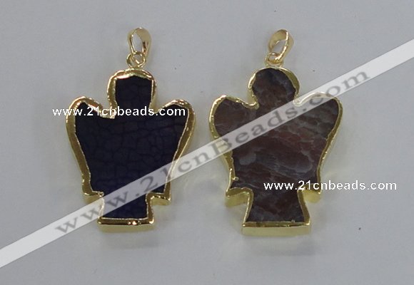 NGP2579 30*40mm angel agate gemstone pendants wholesale