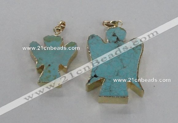 NGP2586 25*35mm - 38*48mm angel turquoise pendants wholesale