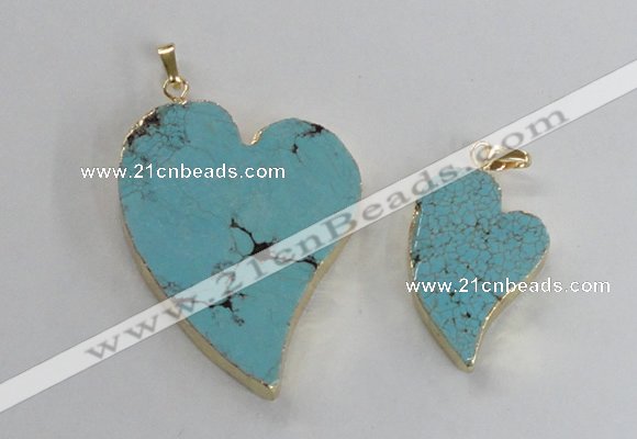 NGP2595 25*35mm - 35*45mm heart turquoise pendants wholesale