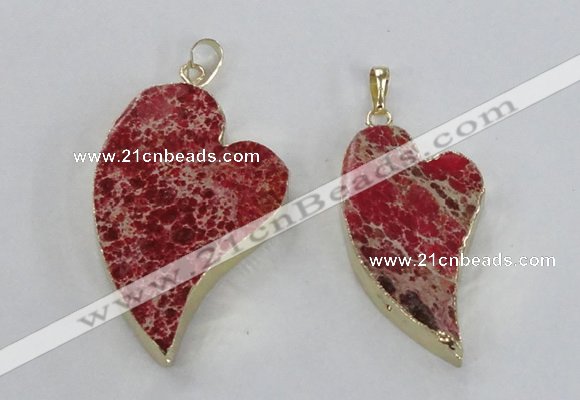 NGP2598 25*35mm - 35*45mm heart sea sediment jasper pendants