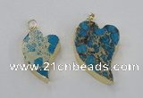 NGP2599 25*35mm - 35*45mm heart sea sediment jasper pendants