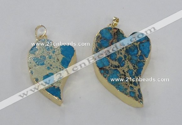 NGP2599 25*35mm - 35*45mm heart sea sediment jasper pendants