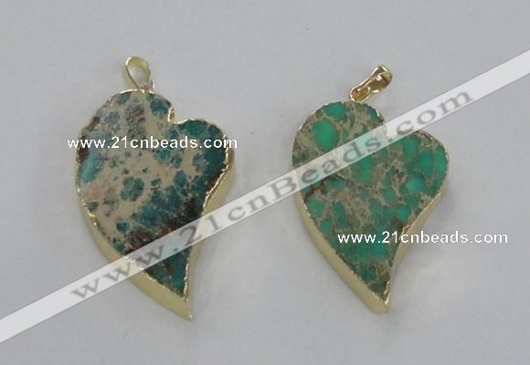 NGP2600 25*35mm - 35*45mm heart sea sediment jasper pendants