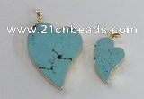 NGP2604 40*50mm - 50*70mm heart turquoise pendants wholesale