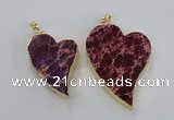 NGP2606 40*50mm - 50*70mm heart sea sediment jasper pendants