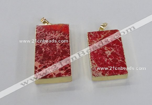 NGP2615 20*40mm - 25*45mm rectangle sea sediment jasper pendants