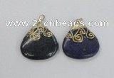 NGP2624 40*45mm flat teardrop lapis lazuli gemstone pendants wholesale