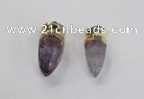 NGP2628 12*30mm - 15*40mm cone amethyst gemstone pendants