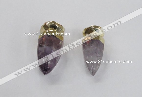 NGP2628 12*30mm - 15*40mm cone amethyst gemstone pendants