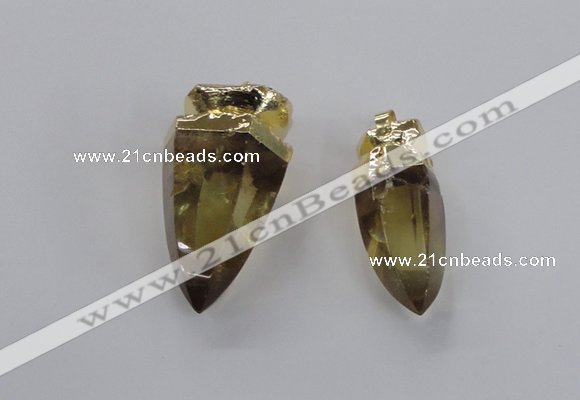 NGP2630 15*35mm - 18*40mm cone lemon quartz gemstone pendants