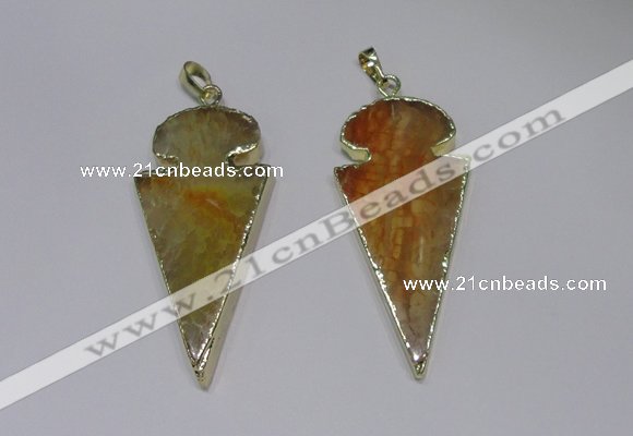 NGP2646 25*48mm - 28*54mm arrowhead agate pendants wholesale