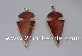 NGP2648 25*48mm - 28*54mm arrowhead agate pendants wholesale