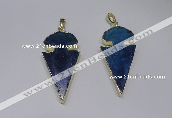 NGP2649 25*48mm - 28*54mm arrowhead agate pendants wholesale