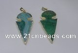 NGP2650 25*48mm - 28*54mm arrowhead agate pendants wholesale