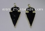 NGP2651 25*48mm - 28*54mm arrowhead agate pendants wholesale