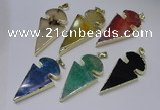 NGP2652 25*48mm - 28*54mm arrowhead agate pendants wholesale