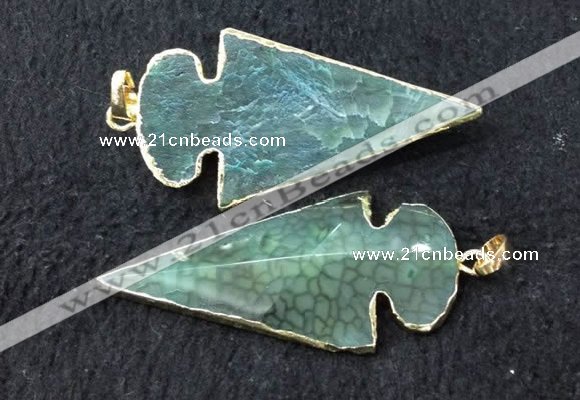 NGP2659 24*53mm - 26*55mm arrowhead agate pendants wholesale