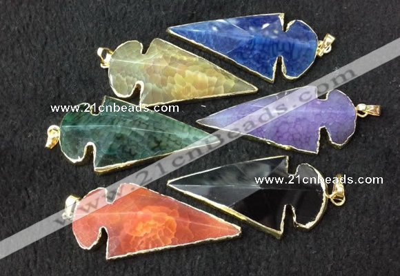 NGP2662 24*53mm - 26*55mm arrowhead agate pendants wholesale