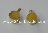 NGP2666 14mm - 15mm coin druzy quartz gemstone pendants