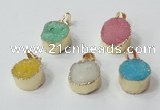 NGP2671 14mm - 15mm coin druzy quartz gemstone pendants