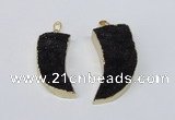 NGP2673 15*35mm – 20*45mm horn druzy agate gemstone pendants