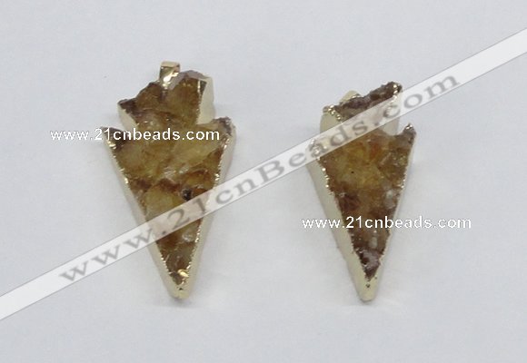 NGP2683 18*35mm - 25*45mm arrowhead druzy citrine pendants
