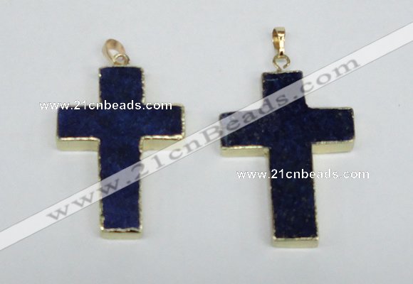 NGP2692 30*45mm - 32*48mm cross lapis lazuli gemstone pendants