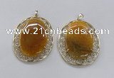 NGP2755 50*60mm oval agate gemstone pendants wholesale