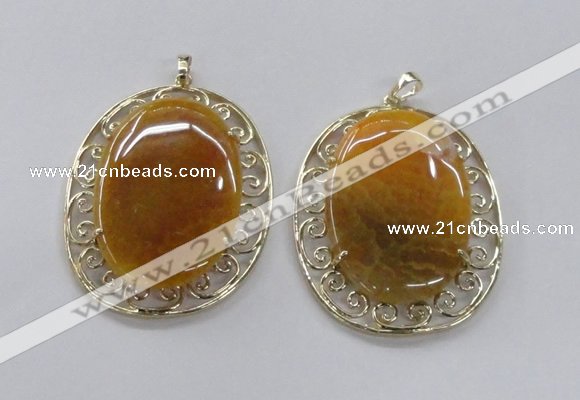 NGP2755 50*60mm oval agate gemstone pendants wholesale