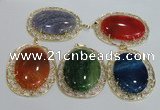 NGP2760 50*60mm oval agate gemstone pendants wholesale